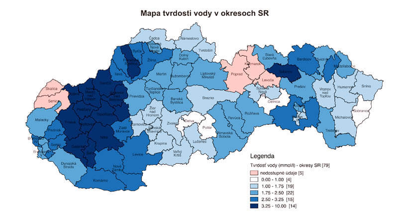 Mapa tvrdosti pitnej vody