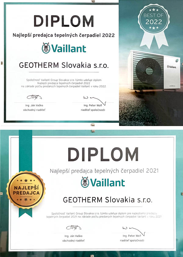 Geotherm Slovakia - najlepší predajca tepelných čerpadiel Vaillant 2022.